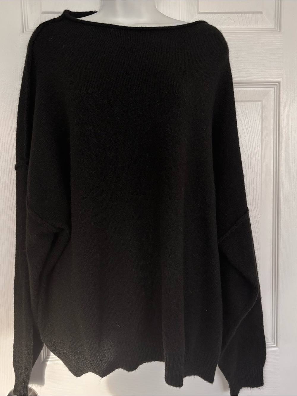 nuuds Black Scoop Neck cozy fuzzy Sweater
